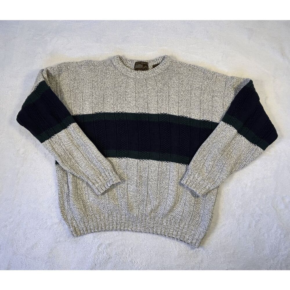 Men's Vintage 100% Cotton USA Made Sweater Gray/Blue, Size L, Grandpacore, Cosby